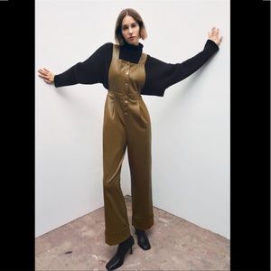 ZARA FAUX LEATHER JUMPSUIT | SIZE: XL | NWT